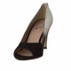 Chaussure à bout ouvert pour femmes en cuir argent et daim noir talon 9 - Pointures disponibles:  31, 32