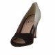 Chaussure à bout ouvert pour femmes en cuir argent et daim noir talon 9 - Pointures disponibles:  31