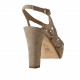 Sandalo da donna con plateau in camoscio beige sabbia tacco 9 - Misure disponibili: 42