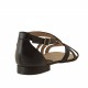Zapato abierto con cinturon en piel de color negro tacon 1 - Tallas disponibles:  32