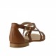 Zapato abierto con cinturon en piel de color cuero tacon 1 - Tallas disponibles:  31