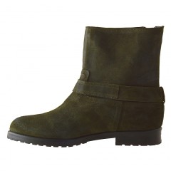 Botines para mujer con cremallera y hebilla en gamuza verde tacon 2 - Tallas disponibles:  32 2