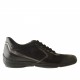 Chaussure sportif pour hommes avec lacets en cuir et daim noir et cuir métallisé gris - Pointures disponibles:  47
