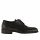 Men's derby laced shoe with captoe in black leather - Available sizes:  36