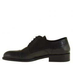 Zapato derby para hombre con cordones y puntera en piel de color negro - Tallas disponibles:  36 2