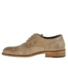 Zapato derby para hombre con cordones y puntera floreal en piel beis - Tallas disponibles:  50 2