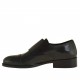 Chaussure élégant pour hommes avec deux boucles et bout droit en cuir noir - Pointures disponibles:  50