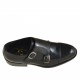 Man's elegant shoe with two buckles and captoe in black leather - Available sizes:  50