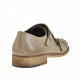 Man's elegant shoe with two buckles and captoe in beige leather - Available sizes:  49, 50