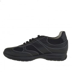 Chaussure sportif à lacets en cuir et daim noir - Pointures disponibles:  36 2