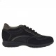 Men's sports lace-up shoe in black suede and fabric and taupe leather - Available sizes:  36