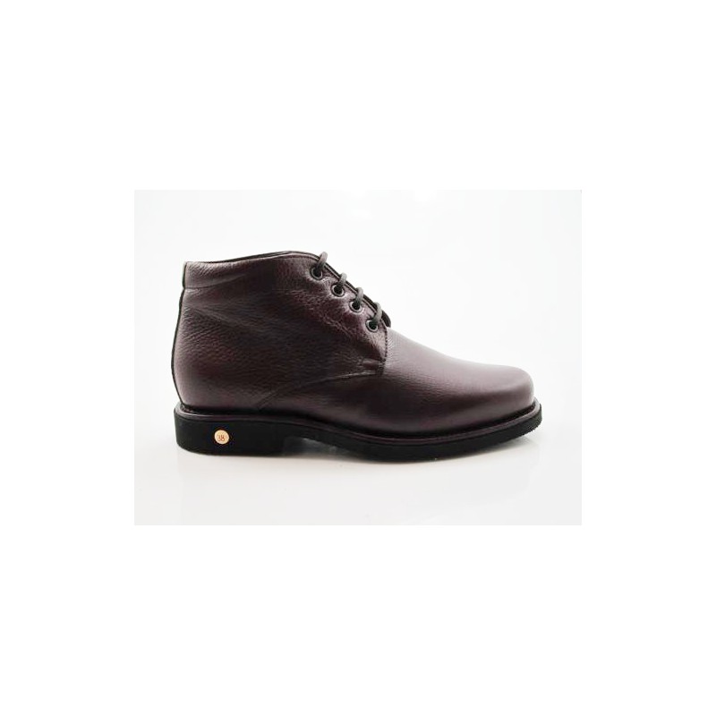 Chaussure à la cheville pour hommes avec lacets en cuir bordeaux - Pointures disponibles:  47