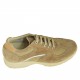 Men's casual lace-up shoe in beige suede and fabric - Available sizes:  36