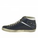 Men's sports shoe with laces in dark blue and white leather  - Available sizes:  36