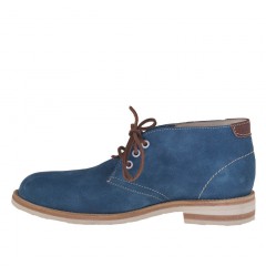 Polacchino stringato da uomo in camoscio turchese - Misure disponibili: 46 2