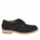 Men's casual laced derby shoe with Brogue wingtip in dark blue suede - Available sizes:  46