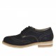 Men's casual laced derby shoe with Brogue wingtip in dark blue suede - Available sizes:  46