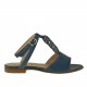 Sandale avec courroie sur la cheville et strass en cuir bleu talon 1 - Pointures disponibles:  32