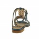 Sandale avec courroie sur la cheville et strass en cuir bleu talon 1 - Pointures disponibles:  32