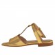 Sandalia con cinturon al tobillo y estrases para mujer en piel de color oro tacon 1 - Tallas disponibles:  32