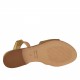 Sandale avec courroie sur la cheville et strass en cuir or talon 1 - Pointures disponibles:  32