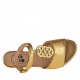 Sandalia con cinturon al tobillo y estrases para mujer en piel de color oro tacon 1 - Tallas disponibles:  32