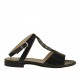 Woman's sandal with anklestrap and rhinestones in black patent leather heel 1 - Available sizes:  32