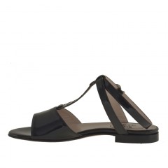 Woman's sandal with anklestrap and rhinestones in black patent leather heel 1 - Available sizes:  32 2