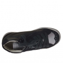 Zapato alto al tobillo con cordones en piel y gamuza de color negro y piel color negro cuña 2  - Tallas disponibles:  32