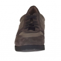 Men's casual shoe with laces in grey and taupe suede and nubuck leather - Available sizes:  37