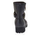 Woman's ankle boot with zipper, buckle and studs in black leather heel 3 - Available sizes:  32