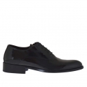 Elegant men's oxford shoes with laces in black patent leather - Available sizes:  36, 48, 50