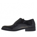 Zapato oxford elegante para hombre con cordones en charol de color negro - Tallas disponibles:  36, 48, 50