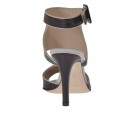 Woman's strap sandal in black and beige leather heel 9 - Available sizes:  42
