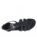 Woman's open shoe with zipper and strap in black leather - Available sizes:  32