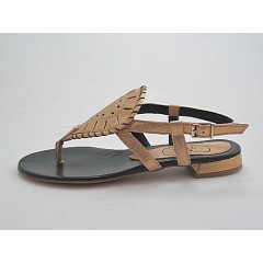 Sandalia infradedo en piel color oro tacon 1 - Tallas disponibles:  32 2