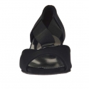Offener Damenschuh mit Gummiband und metallischem Ring aus schwarzem Stoff Keilabsatz 3 - Verfügbare Größen:  31