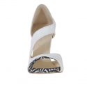 Woman's open shoe in white leather and optical printed suede heel 9 - Available sizes:  42