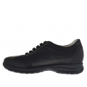 Zapato deportivo para hombre con cordones en piel y tejido negro - Tallas disponibles:  36