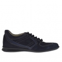 Men's laced sports shoe in blue suede and leather - Available sizes:  46