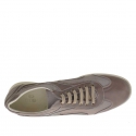 Zapato deportivo con cordones para hombre en piel humo y tejido gris - Tallas disponibles:  46