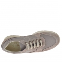 Men's sports shoe with laces in grey suede, leather and fabric - Available sizes:  36, 37
