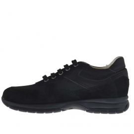 Zapato deportivo con cordones para hombre en gamuza y tejido negro - Tallas disponibles:  36, 37 2