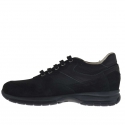 Zapato deportivo con cordones para hombre en gamuza y tejido negro - Tallas disponibles:  36, 37