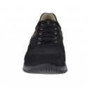 Men's laced sports shoe in black suede and fabric - Available sizes:  36, 37