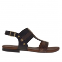 Sandale pour femmes avec goujons en cuir noir et marron foncé imprimé et cuir marron foncé imprimé - Pointures disponibles:  32