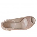 Escarpin ouvert pour femmes avec courroie en daim terre et cuir beige avec plateforme et talon 11 - Pointures disponibles:  42