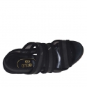 Woman's platform sandal with 3 bands and net in black suede heel 12 - Available sizes:  42