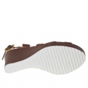Sandale pour femmes avec plateforme en cuir brun talon compensé 9 - Pointures disponibles:  42