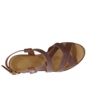 Sandale pour femmes avec plateforme en cuir brun talon compensé 9 - Pointures disponibles:  42